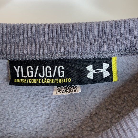 Under Armour Boys Pullover Sweatshirt Youth Large Gray Signature Hoodie B0922 - Picture 7 of 7